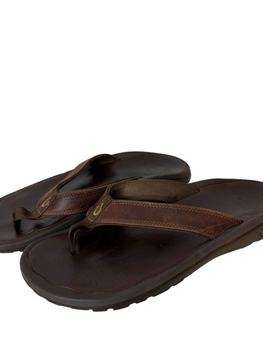 OluKai OHANA Men's Flip Flop Thong Slippers Brown Leather size US 10 EU
